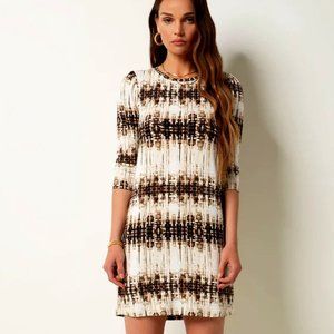 Tart Collections Shibori Stripe Shannon Mini Dress In Brown And Cream Size S NWT